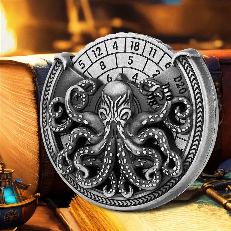 7 in 1 Octopus Spinner Dice Solid Metal Rotating RPG Dice for Dungeons & Dragons