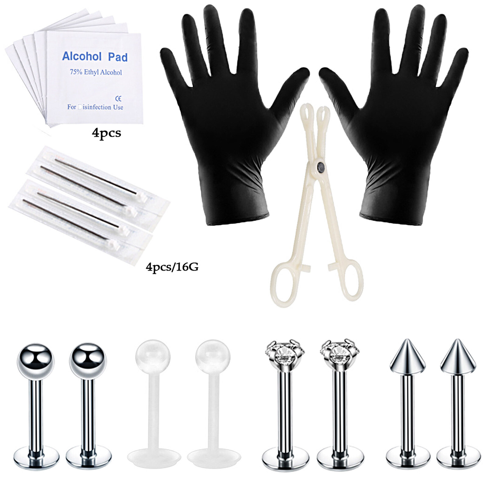 Body Piercing Tool Kit 8-27Pcs Tragus Nose Eyebrow Piercing Needle Clamp Set