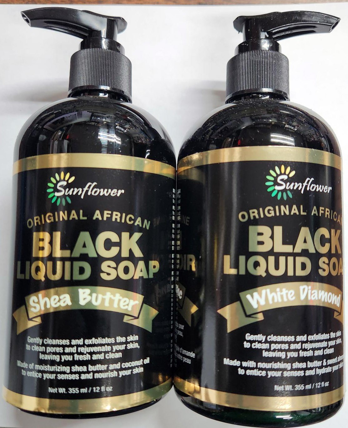 "SUNFLOWER" OROGINAL   AFRICAN BLACK LIQUID SOAP   12 OZ
