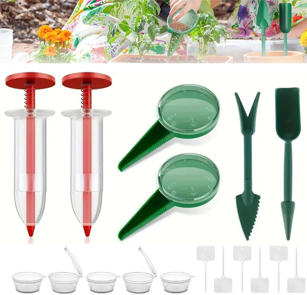6 PCS Mini Seed Spreader Set, 2025 New Mini Sowing Seed Dispenser, Small Garden