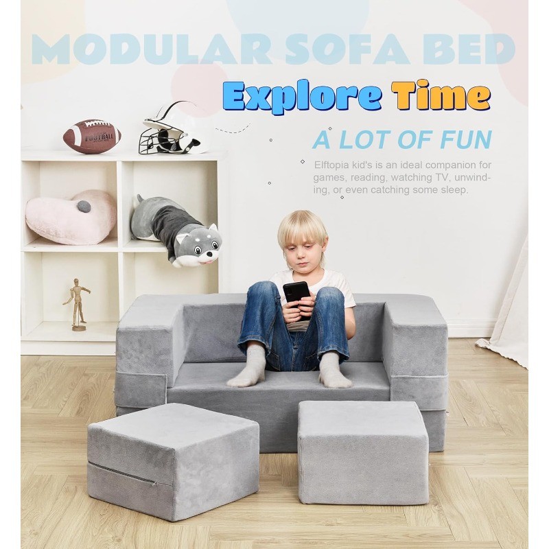 Kids Sofa,Toddler Couch Foam Armchair for Kids, Children Convertible Plush Sofa
