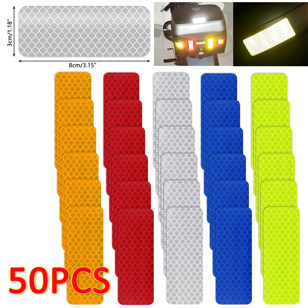 50Pcs Reflective Tape Waterproof Reflective Stickers Night Visibility Dot USA