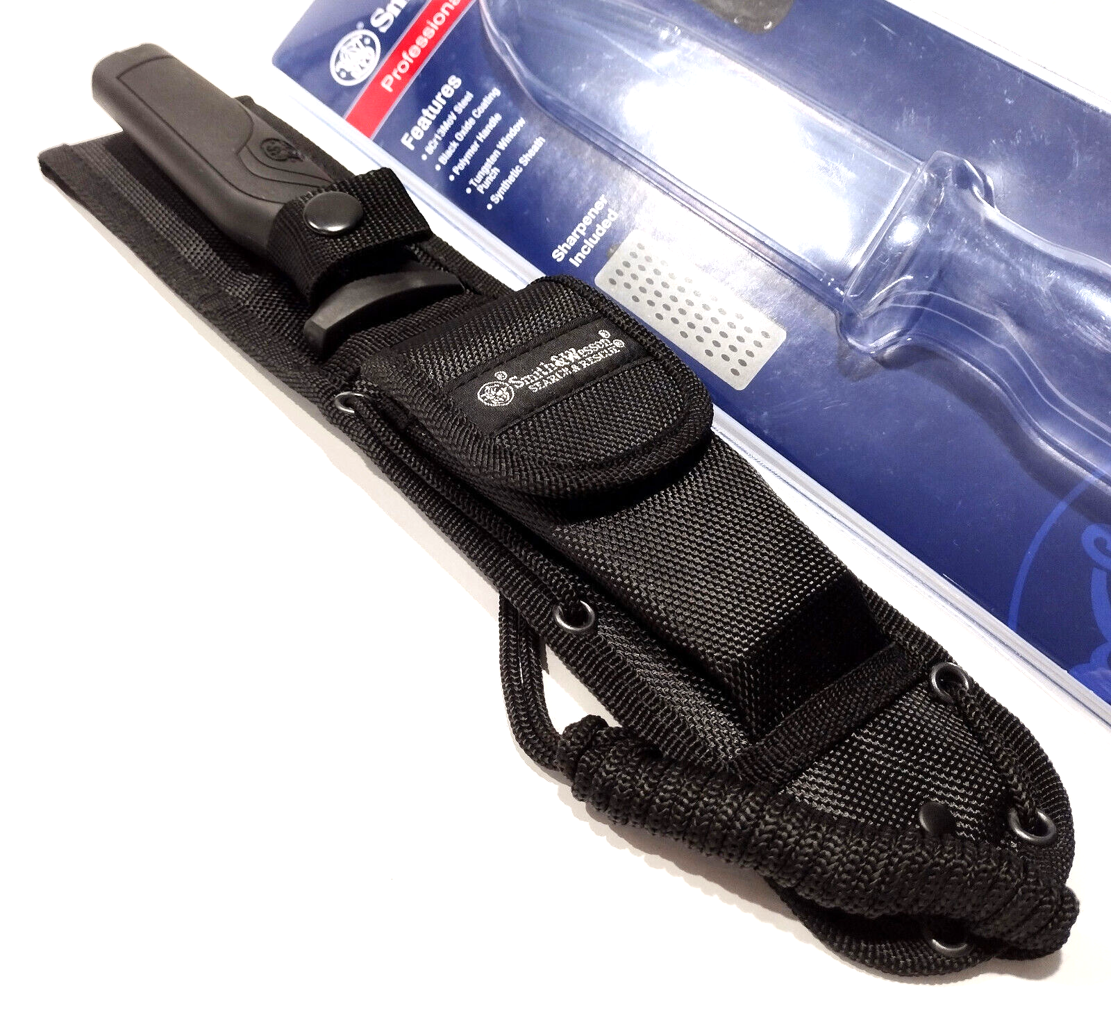 Smith & Wesson Glass Breaker Sharpening Stone Search & Rescue Fixed Blade Knife