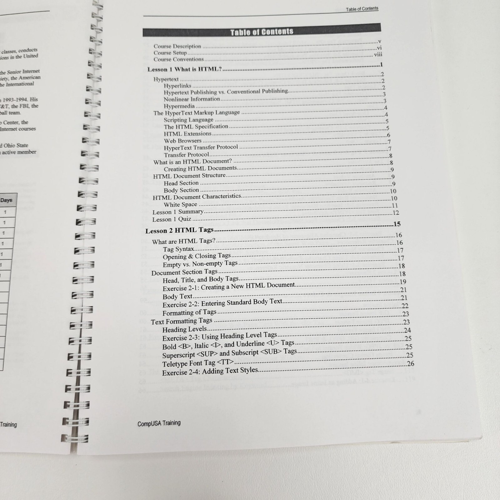 Vintage CompUSA Computer Training Manual HTML 4.0 Intermediate Version 1.0