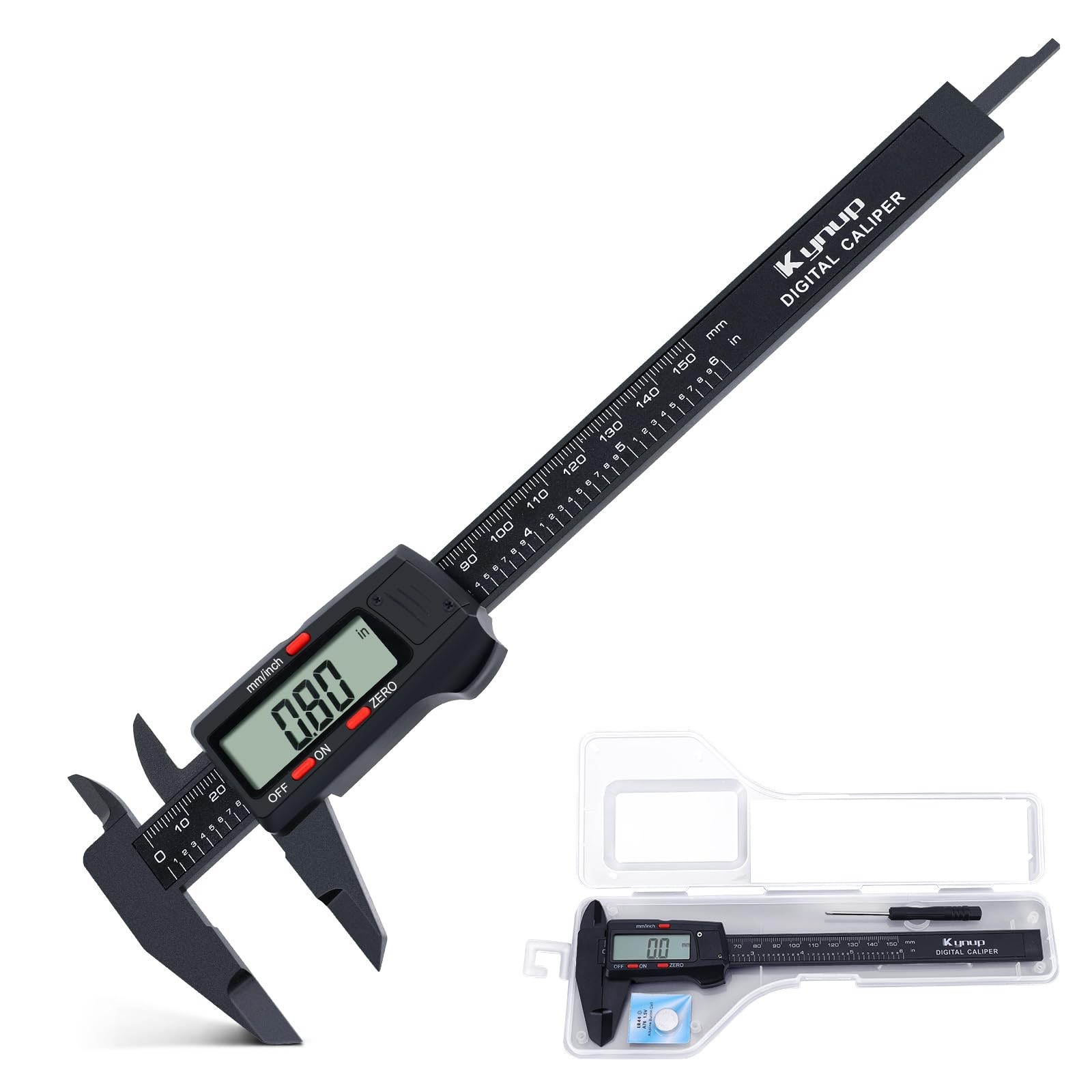 Digital Caliper Measuring Tool LCD Screen Electronic Micrometer 06" Range