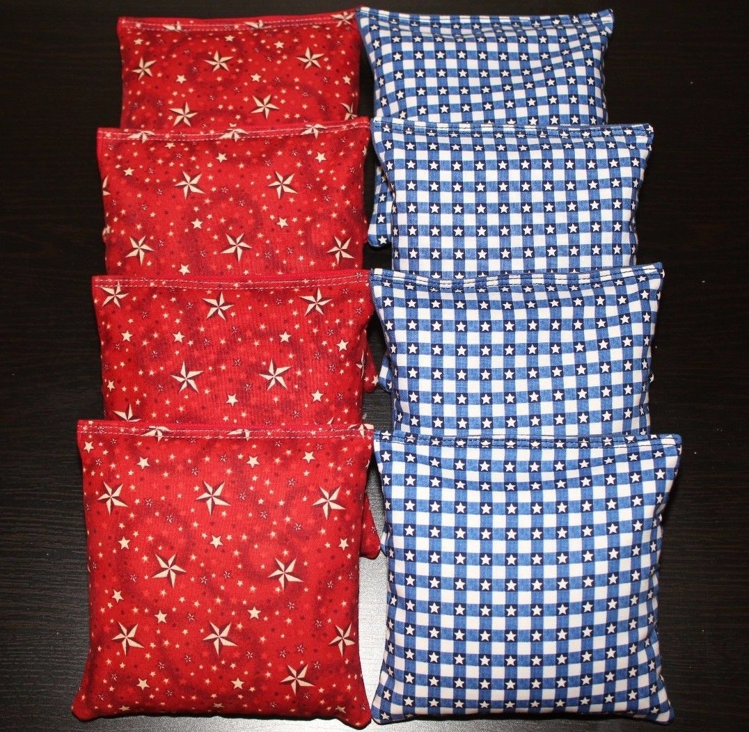 All Weather Patriotic AMERICAN STARS Blue  Red Cornhole Bean Bags ACA Regulation