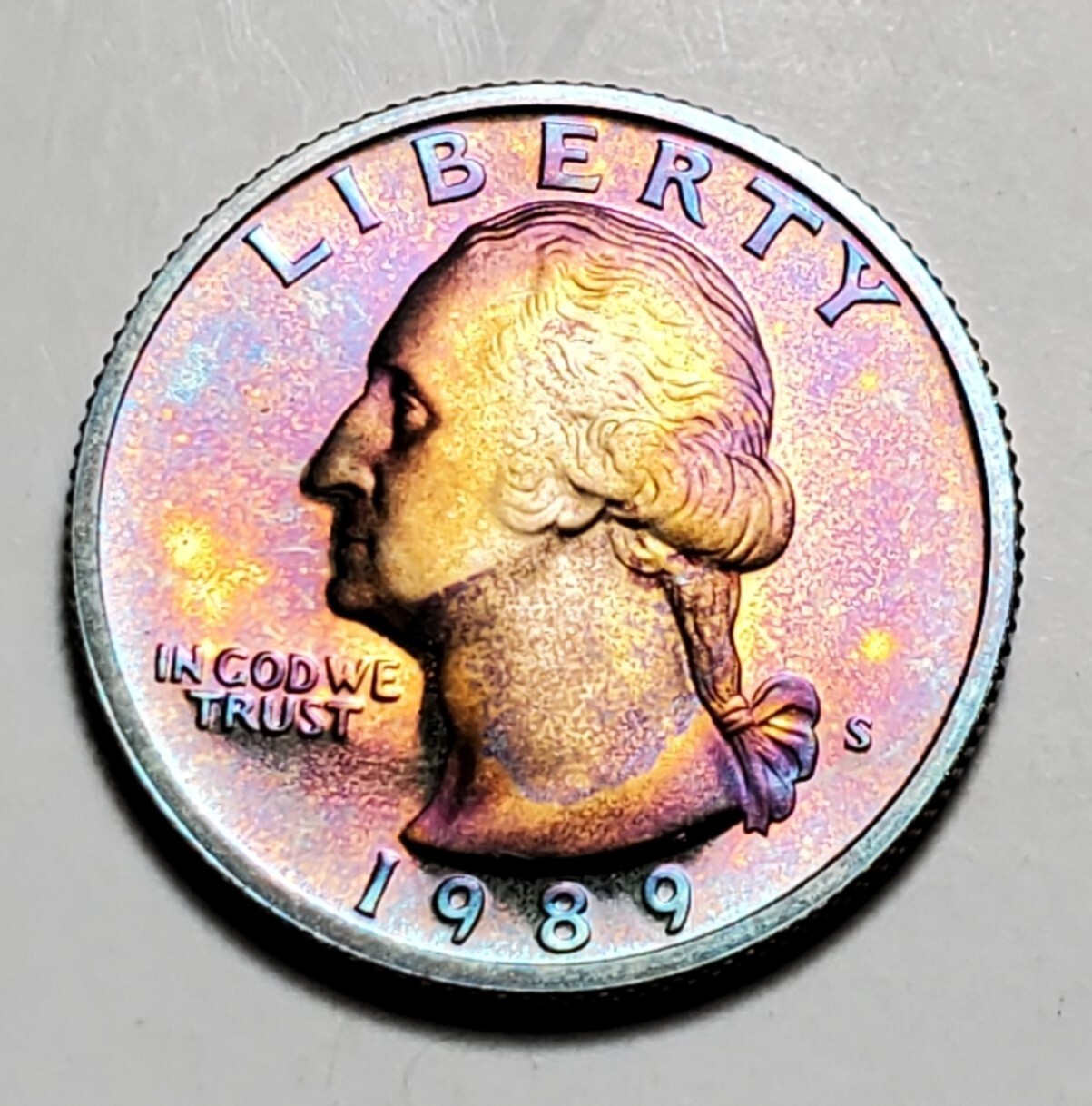 TONED 1989 S WASHINGTON QUARTER PROOF UNC #C6038
