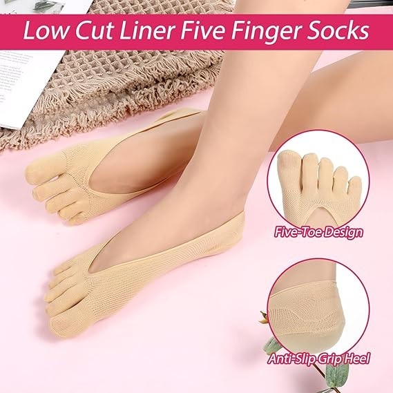 Women Toe Socks No Show Low Cut Socks with Toes Separated for Athletic Running