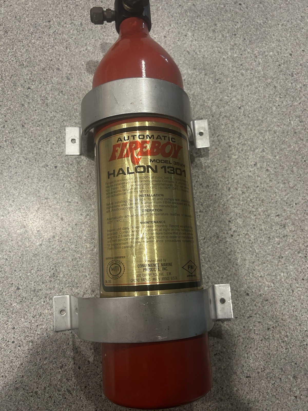 Automatic Fireboy 35VH Marine Fire Extinguisher. Spec Weight