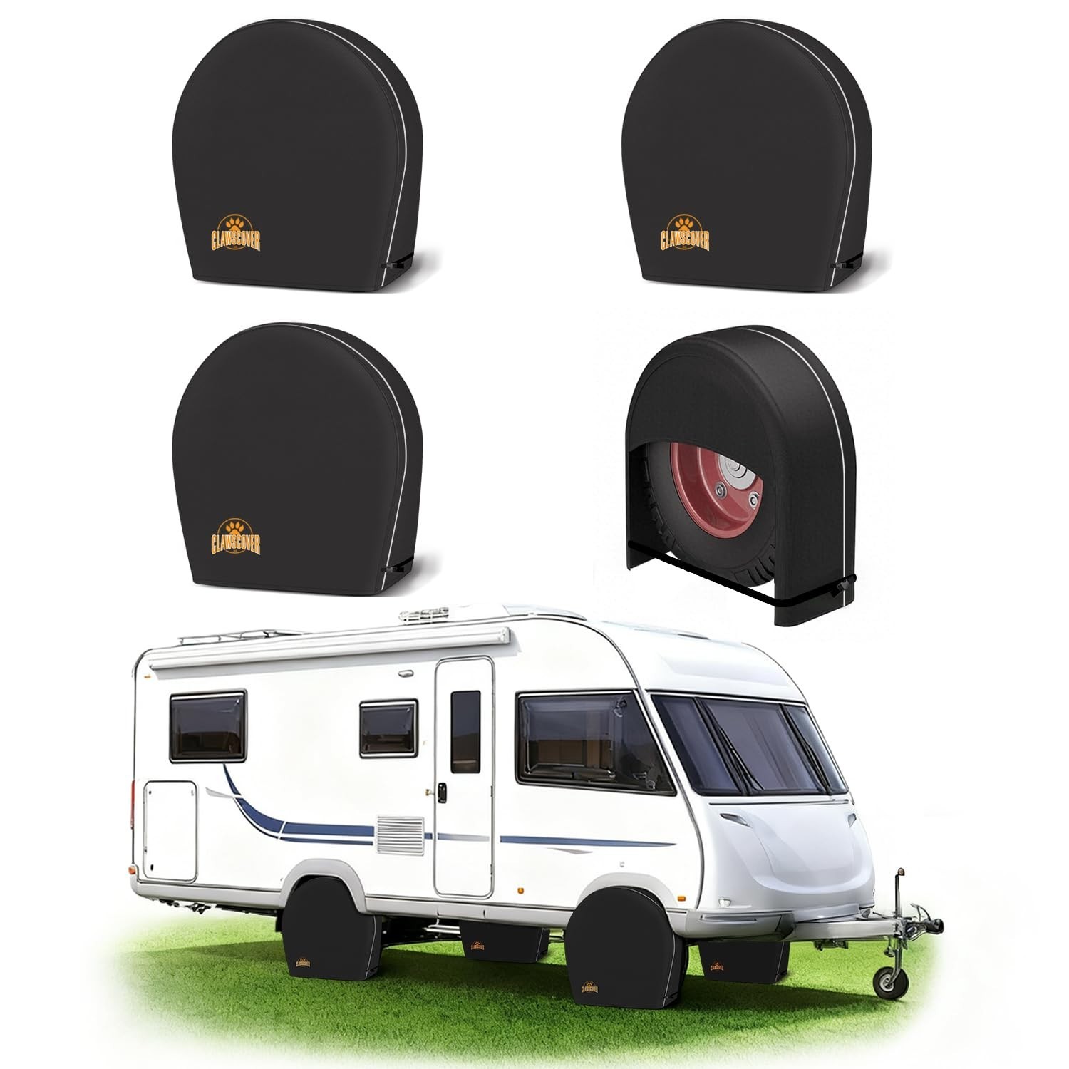 Tire Covers Sets of 4 for RV,Truck,SUV,Trailer Camper,MPV and Van,Heavy Duty ...