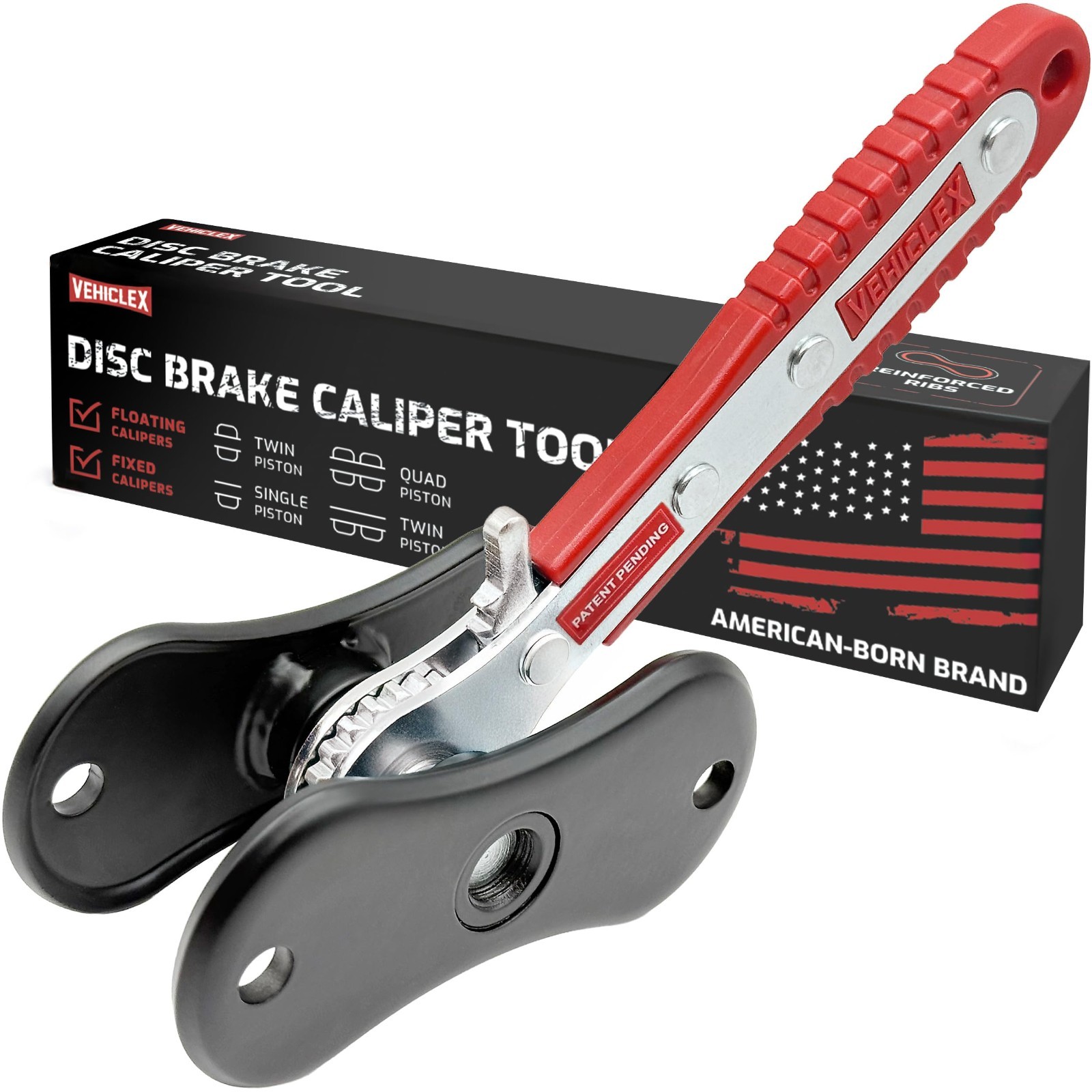 Heavy Duty Brake Caliper Compression Tool - Ratcheting Handle, Piston Spreader f