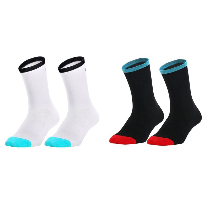 2Pairs Cycling Socks Riding Bicycle Bike Sports Ankle Socks XC MTB Black White