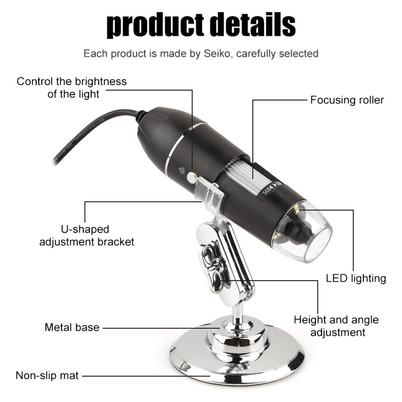Digital Microscope 1600 Zoom Endoscope Magnifier Camera for iPhone&Android Phone