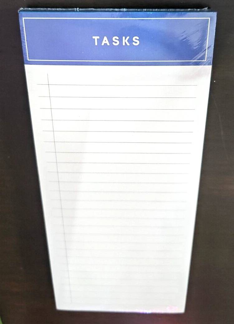 Graphique "TASKS" Double Magnet List Pad, 100 Sheets 4" x 9" Sophisticated Blue
