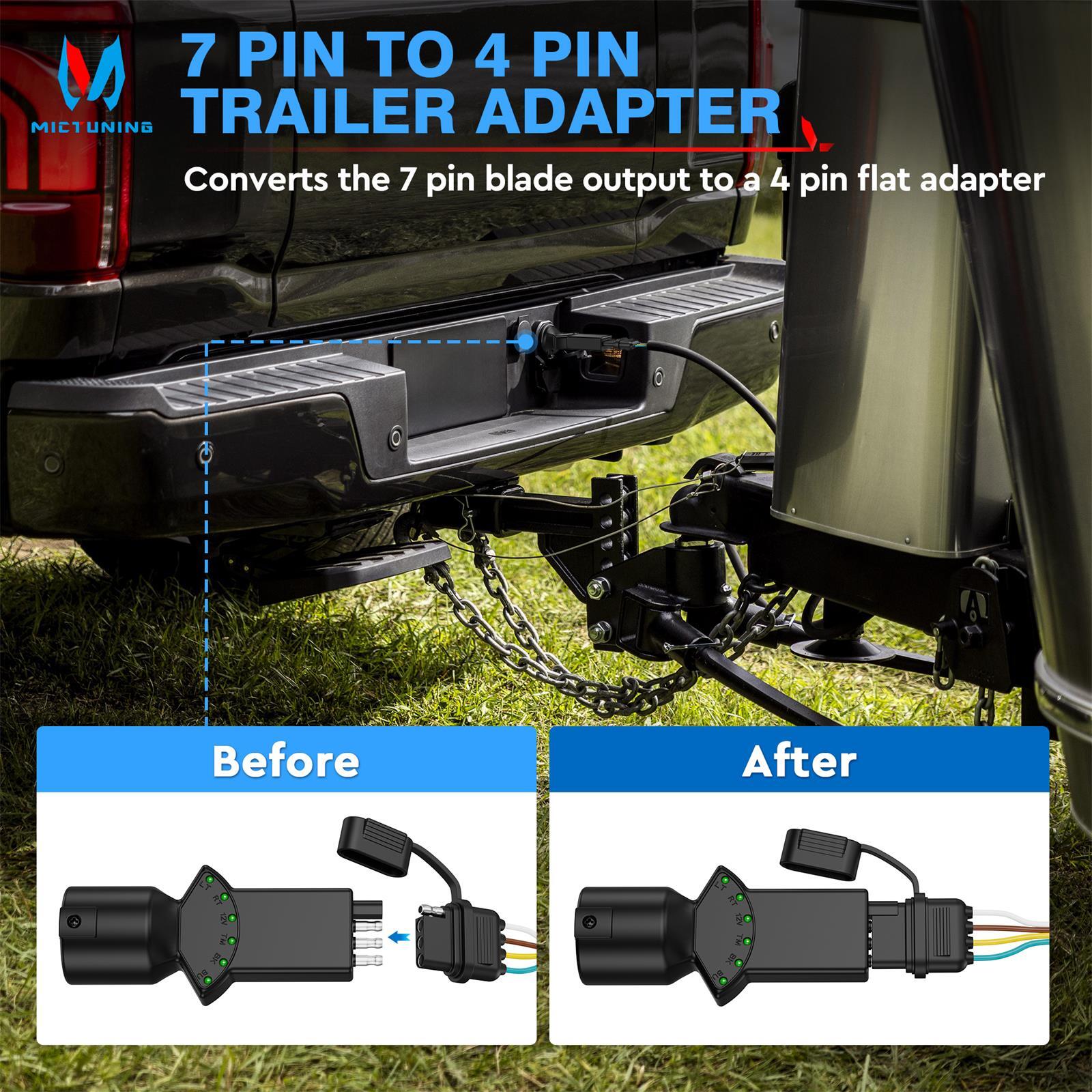 Multi-Function7 Way Blade&4 Pin Flat Trailer Light Circuit Tester LED Indicators