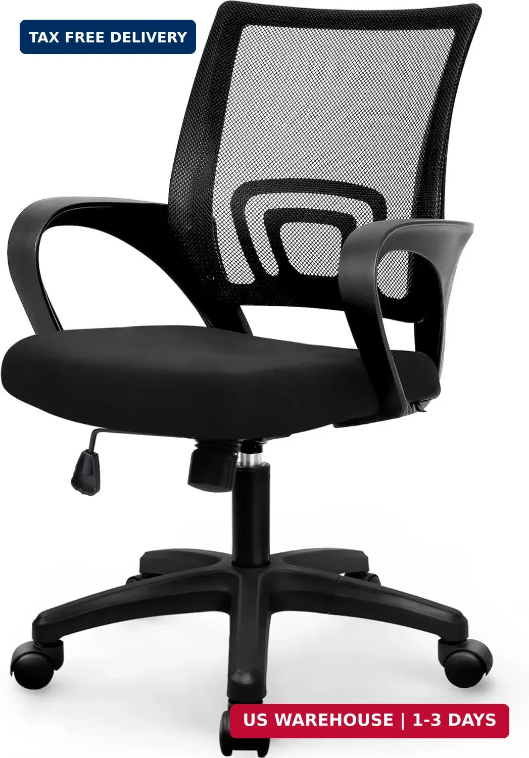NEO CHAIR Office Computer Chair Ergonomic Mid-Back Desk Chair, Mesh Black | Brea
