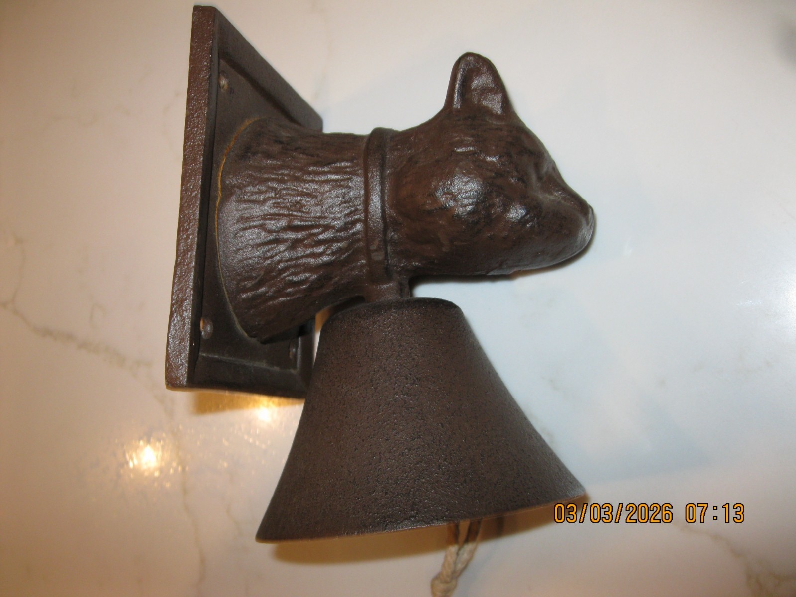 Rustic Iron Doorbell Bell Cat Head Decorative Manually Shaking Doorbell 4.5 lbs