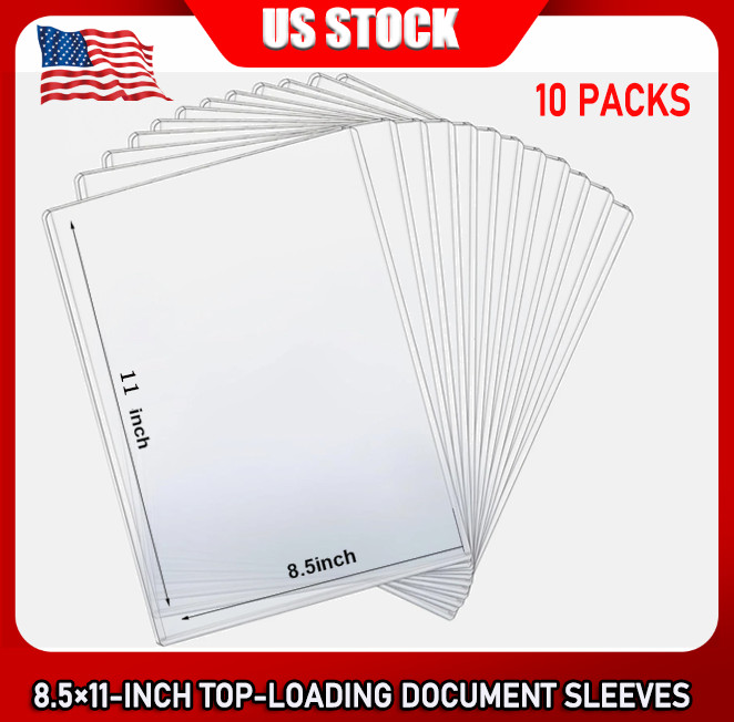 10-Pack 8.5×11-Inch Top-Loading Document Sleeves, Rigid Protective Case US STOCK