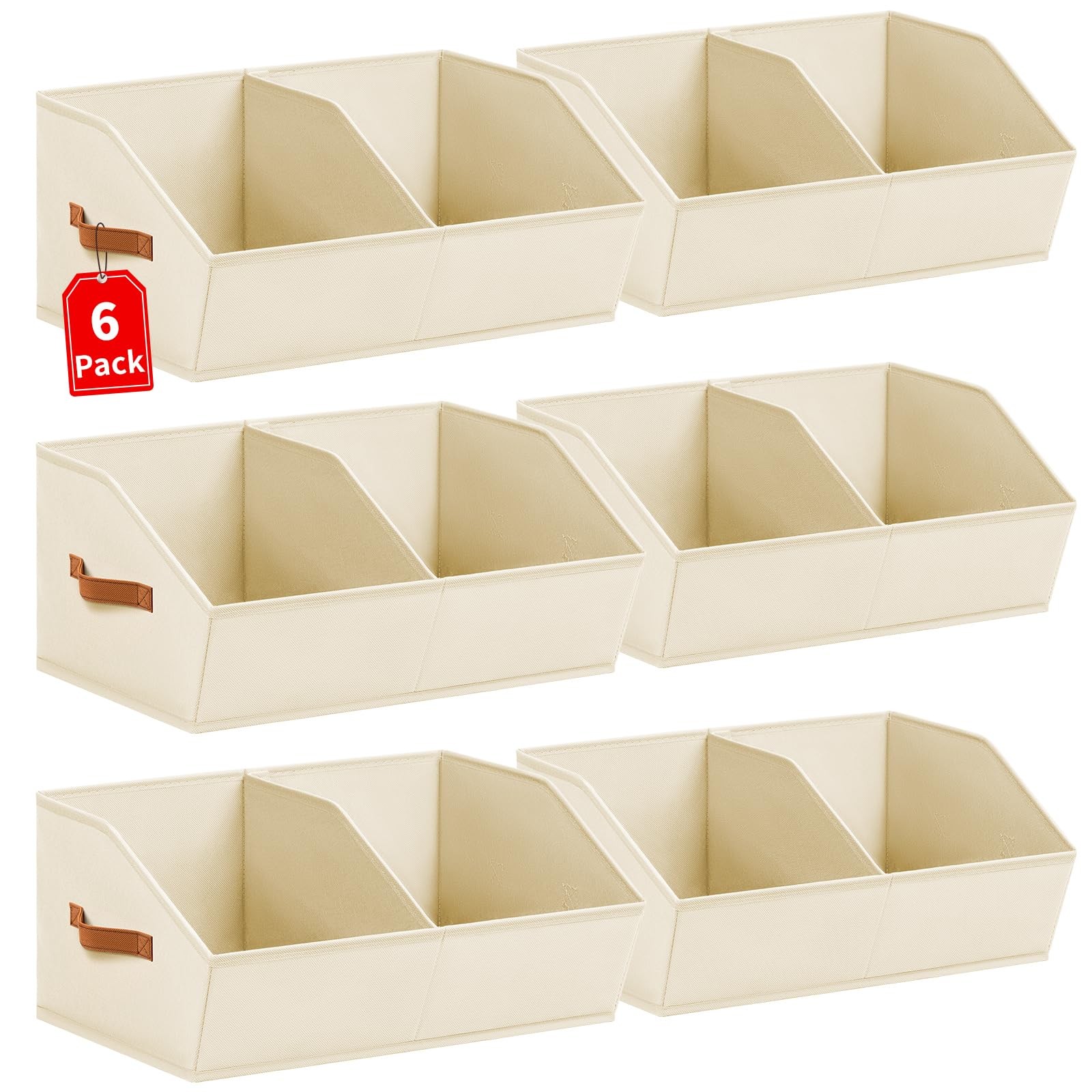Closet Organizers and Storage Bins - 6 Pack Collapsible Divided Trapezoidal C...