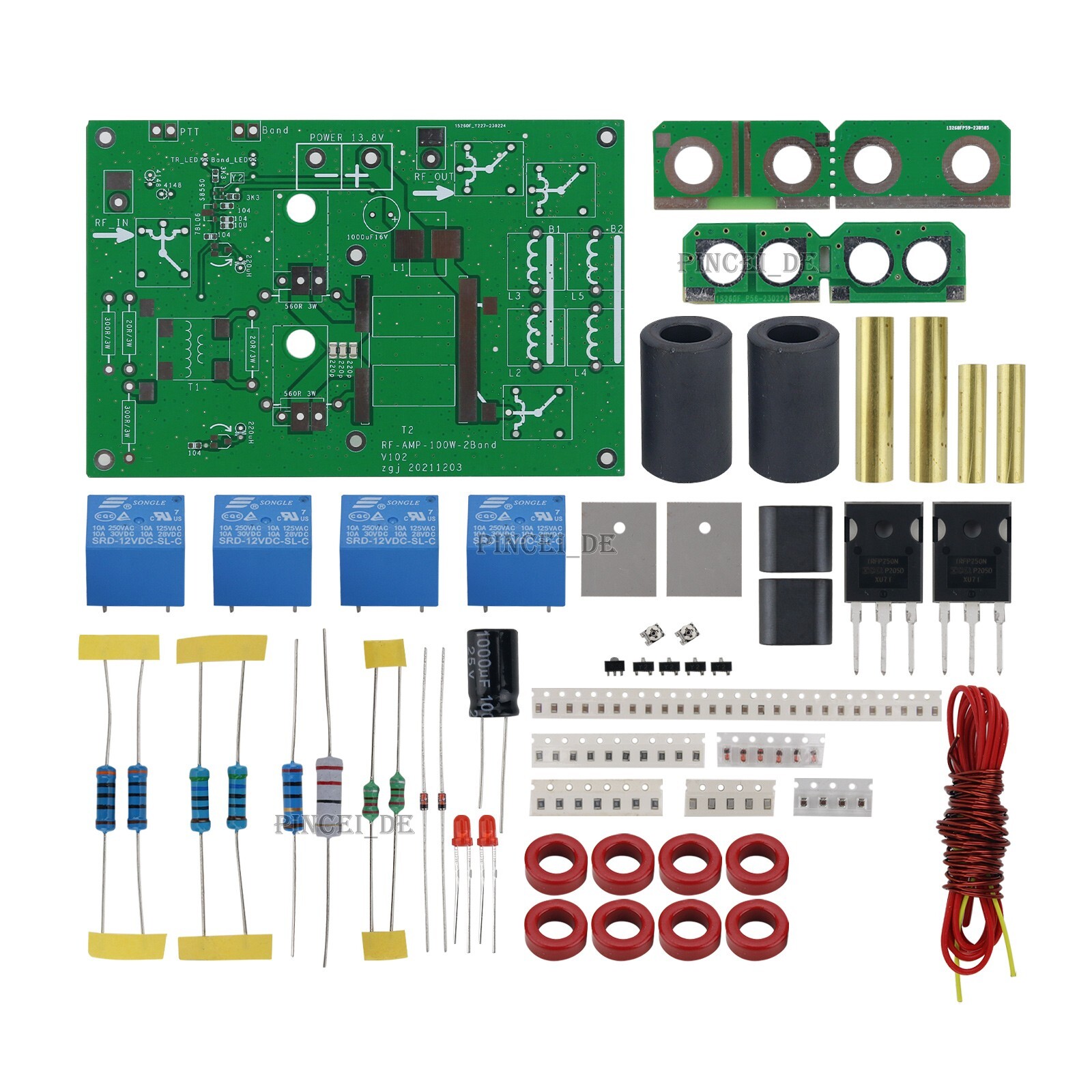 Unassembled Dual Band Shortwave RF Power Amplifier Board Kit 100W Automatic