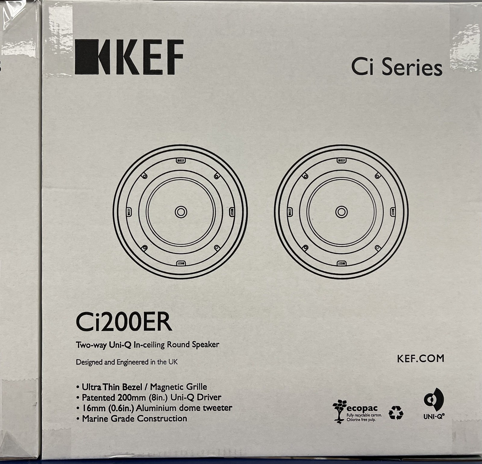 KEF Ci200ER 8" In-Ceiling Speaker Uni-Q Custom Install New Factory Sealed (Pair)
