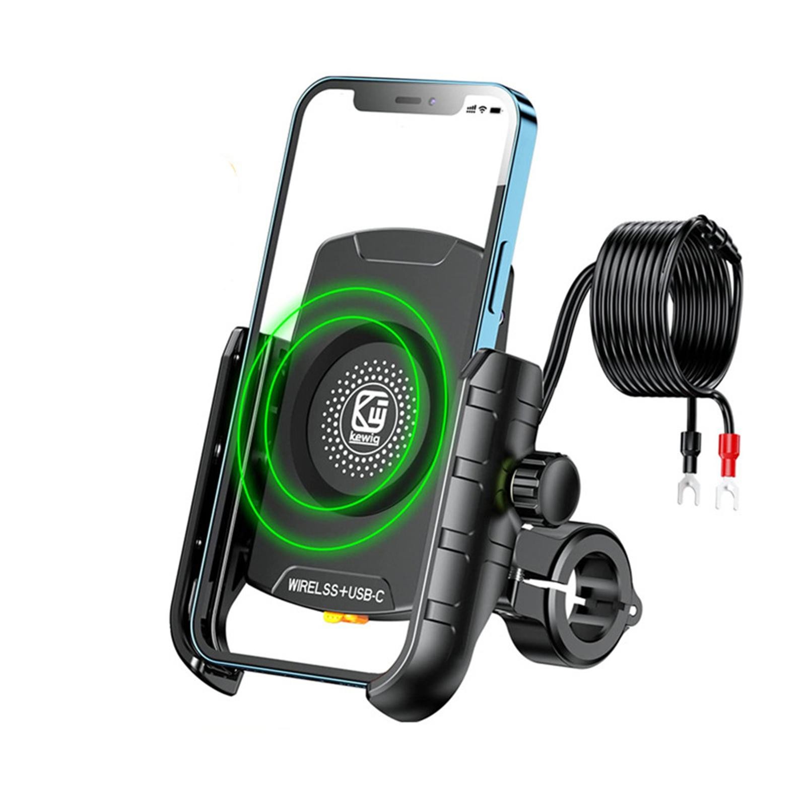 15W Wireless Type-C Quick Charger Motorcycle Holder Mount For 4-7" Phone