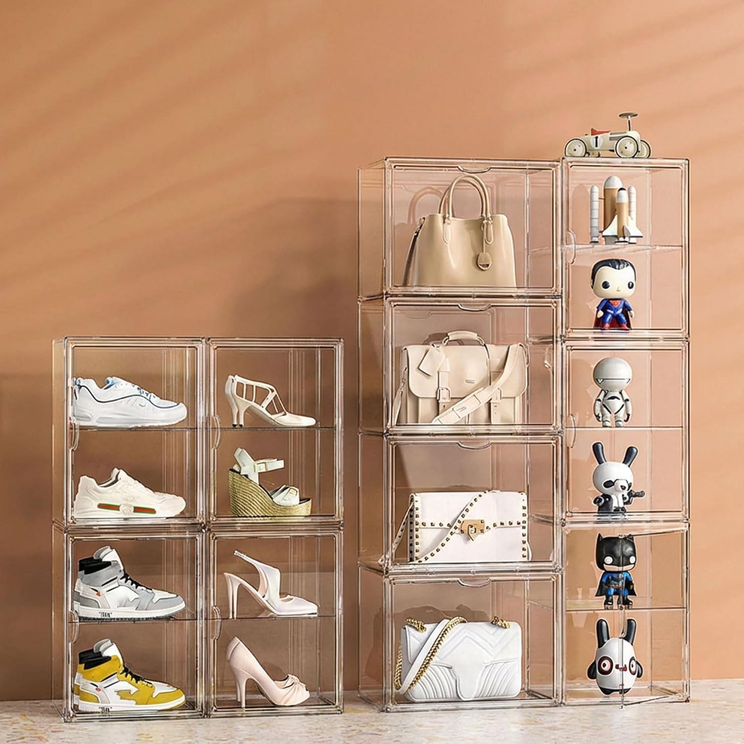 Clear Acrylic Display Case for Figures, 4 Layer Adjustable Acrylic Boxes for Dis