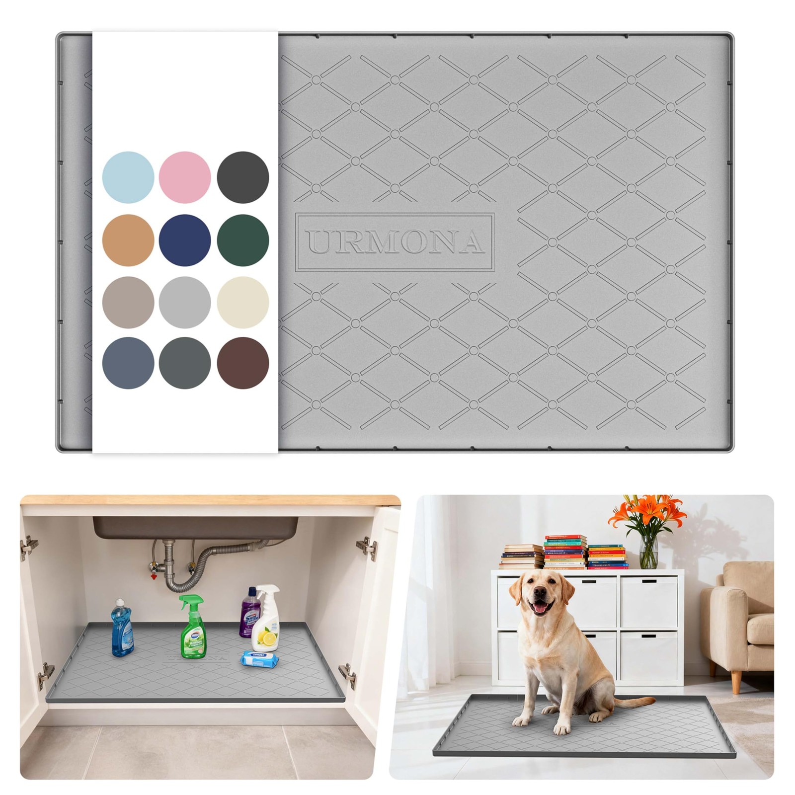 Under Sink Mat for Kitchen Waterproof, 34" x 22" Silicone Under Sink Mat for ...