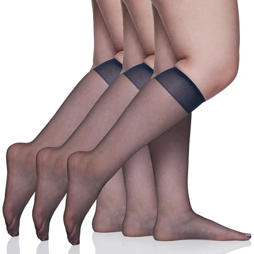 Women's  Plus Size Ultra Sheer Knee Highs - Sandalfoot Toe - 3 10-13 Plus Navy