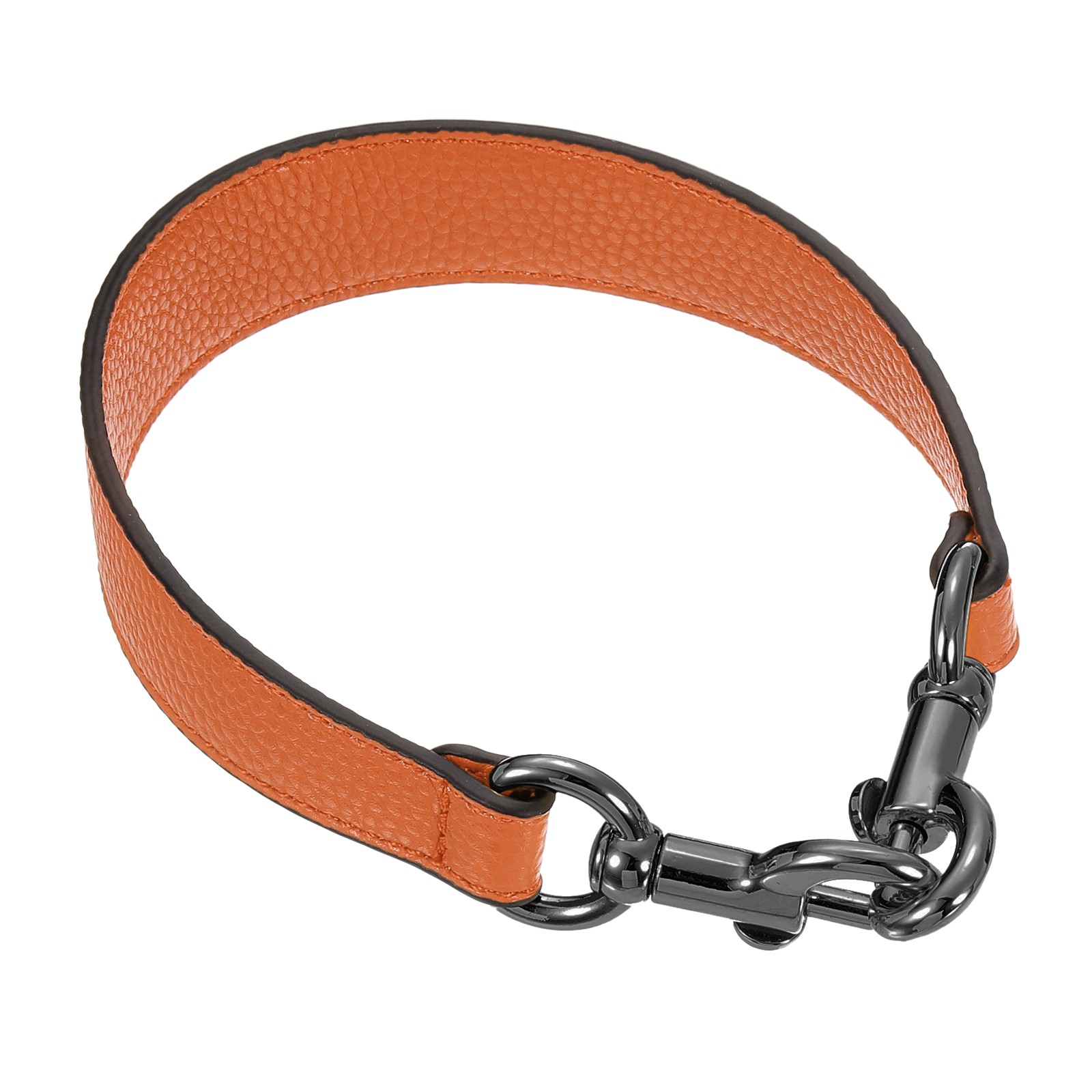 14.17 Inch PU Leather Short Bag Strap with Clasp, Orange, Grey Buckle