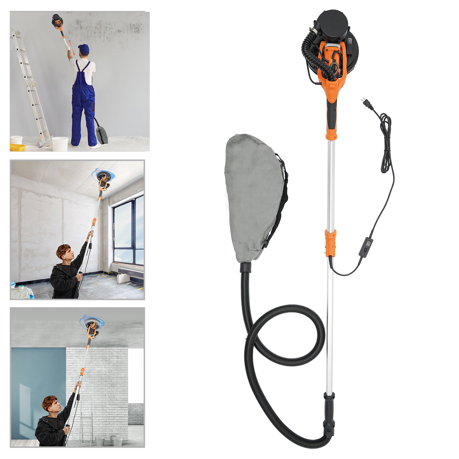 Electric Ceiling Wall Sander Variable Speed Dustless Drywall Sanding Machine