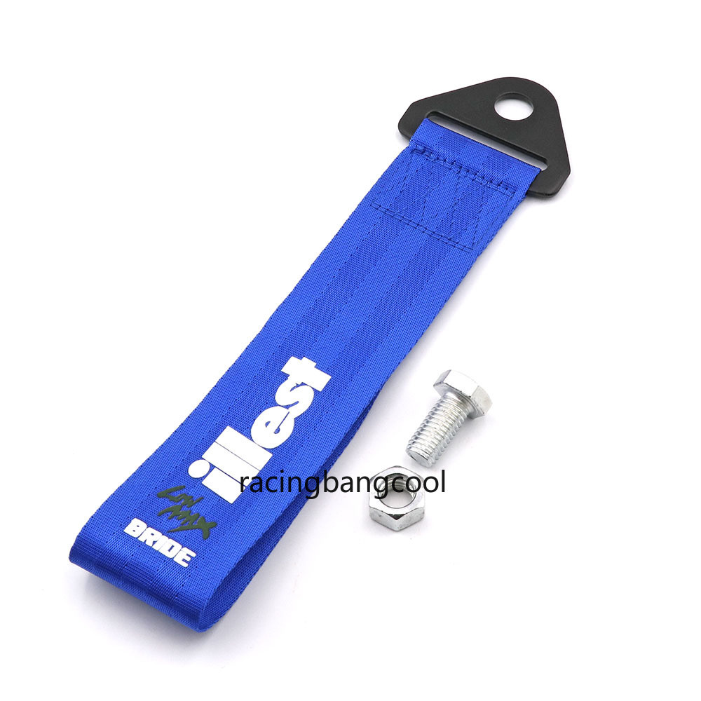 Racing Illest High Strength Blue Nylon Trailer Tow Ropes JDM Strap Tow for Car