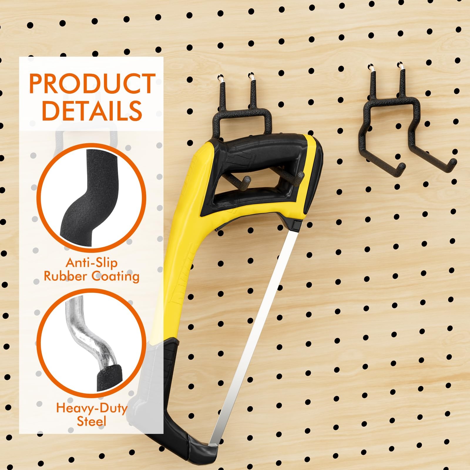 Utility Heavy Duty Pegboard Hooks - 5Pack Peg Board Accessories for Hanging T...