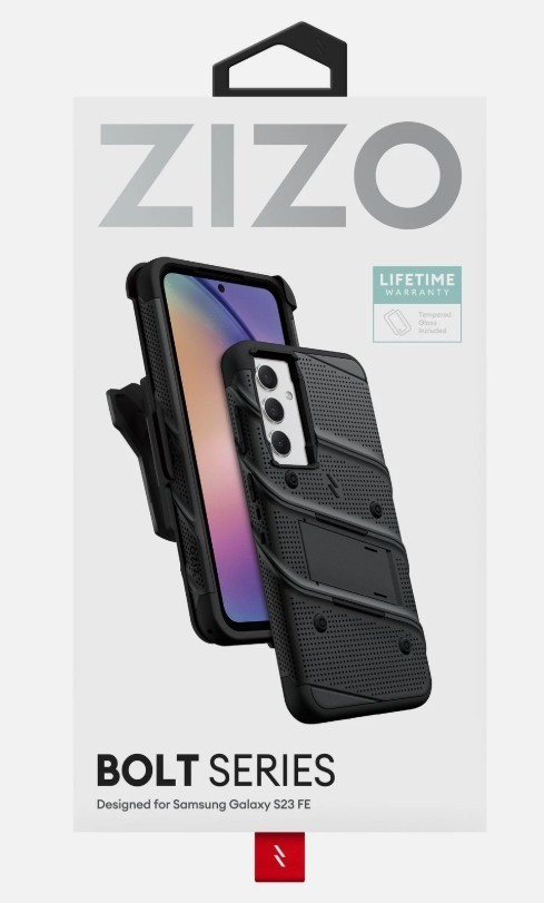 ZIZO BOLT SERIES Case BLACK for Samsung S23 FE, Clip and Temper Glass