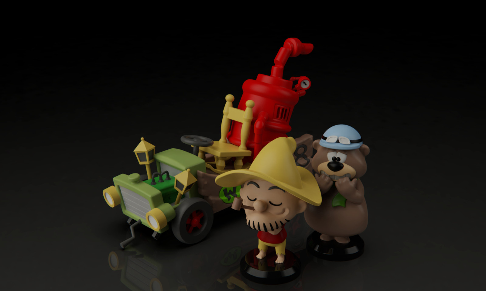UNPAINTED Wacky Races Arkansas Chugabug Chibi 3d Printed Models