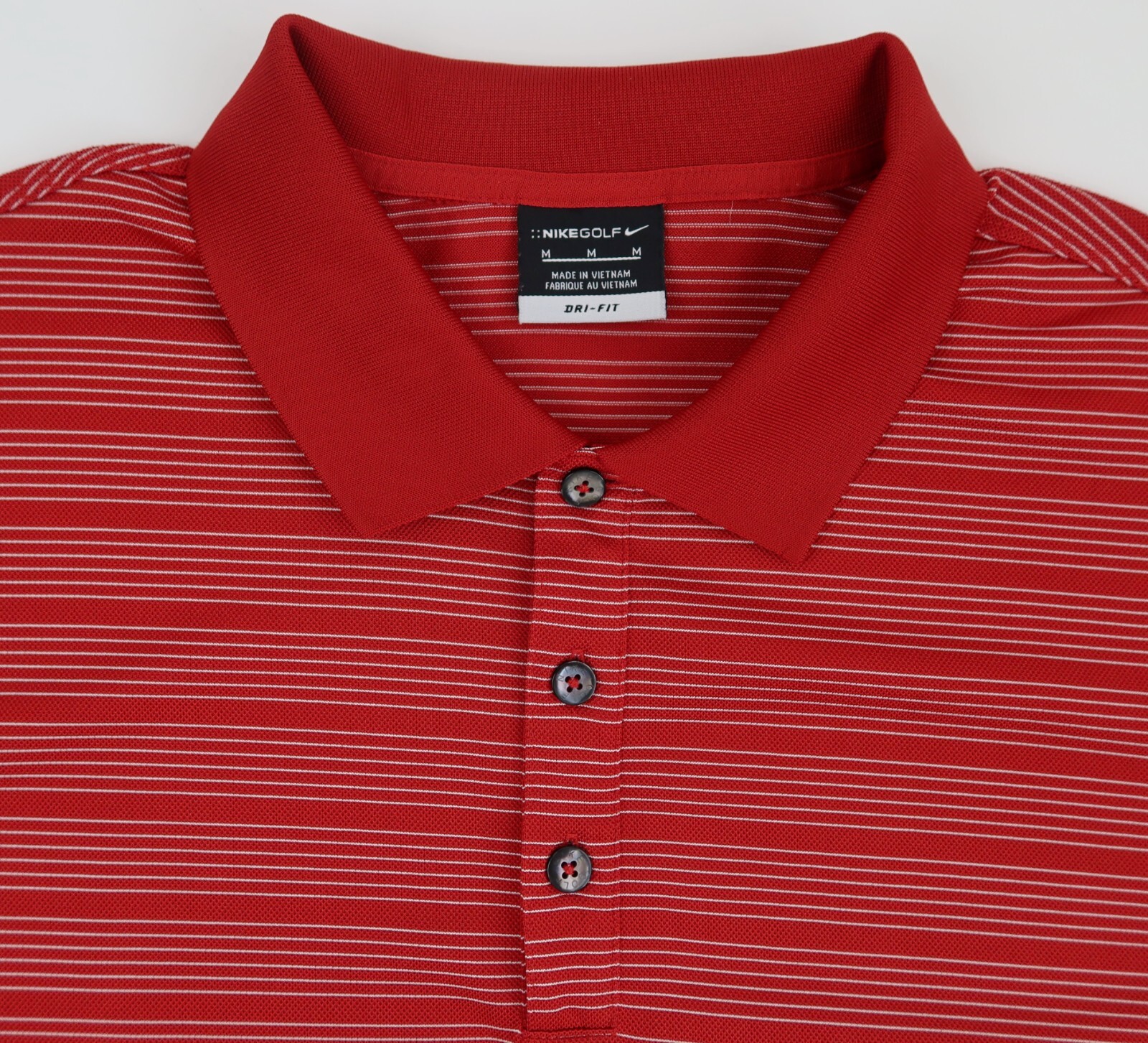 Nike Golf DRI-FIT Polo Red White Stripe Medium