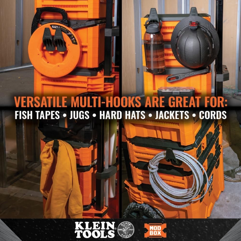 Klein Tools 54816MB MODbox Multi-Hooks, Modular Tool Storage System Dark Gray
