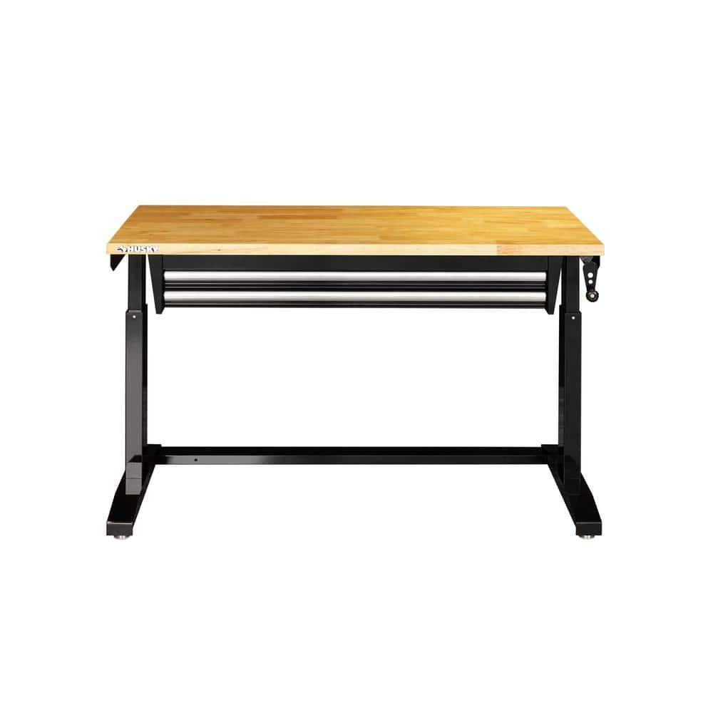 Worktable Tool Storage 46 in. W Black Adjustable Height 2-Drawers Home Desk