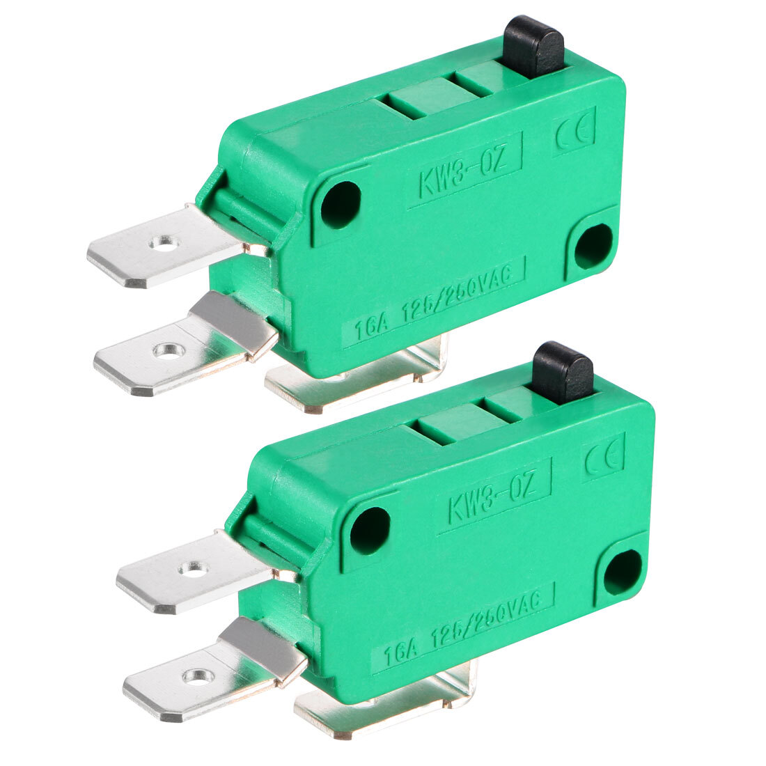 2PCS KW3-OZ-5 16A 125/250VAC SPDT NO NC Short Straight Lever Micro Limit Switch
