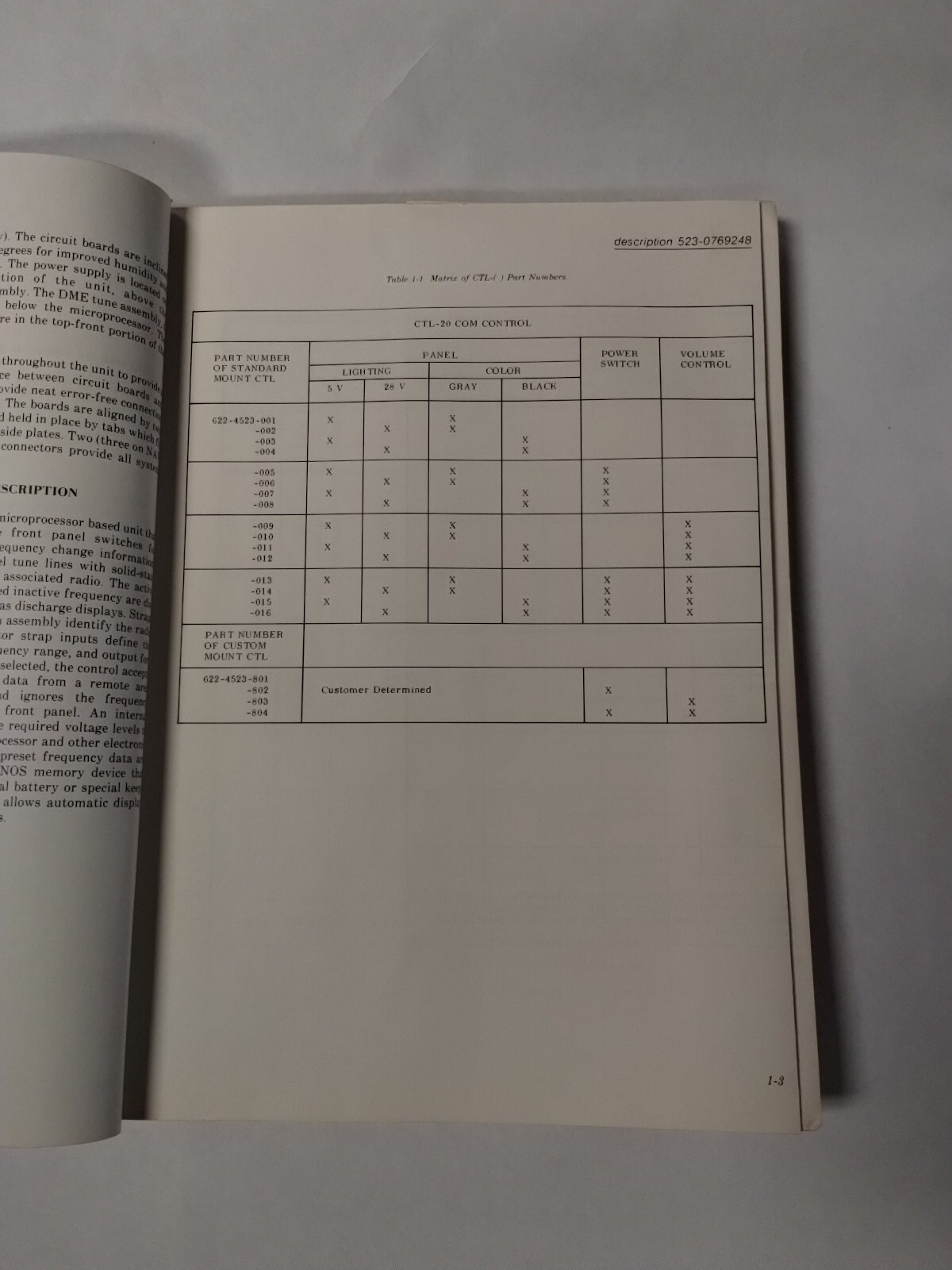 Collins CTL- ( ) Controls Instruction Book 523-0769247-00111A-Original