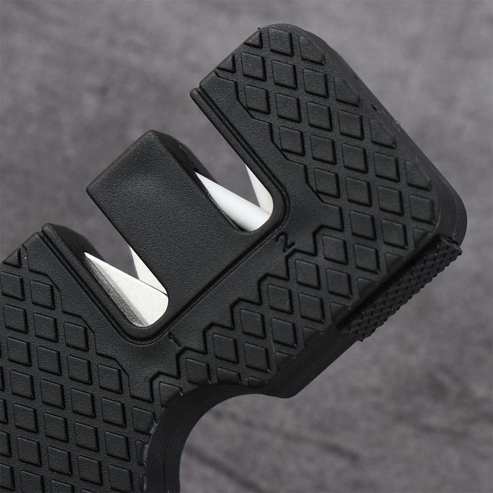 Black Pocket Knife Sharpener Handheld Keychain Sharpening Tool For Outdoor