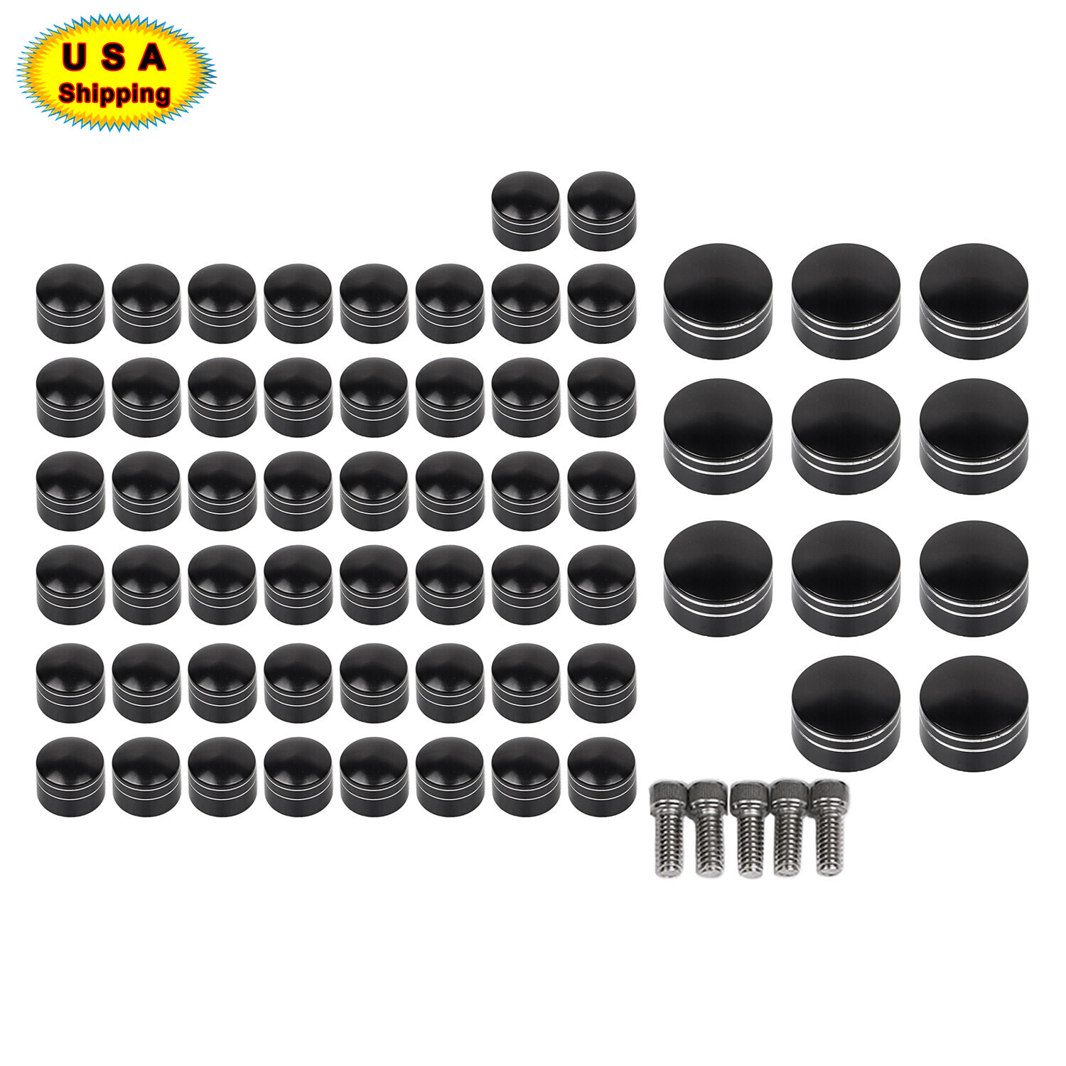 61pcs Black Cut Topper Engine Bolt Cover Kit For Harley Fat Boy Heritage Softail