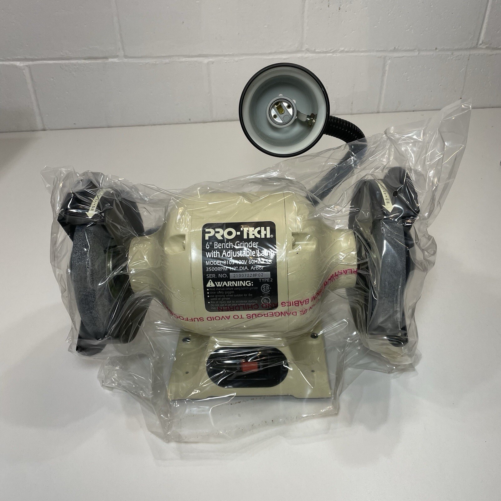 Bench Grinder Adjustable Lamp 8103 New Open Box 120V 60 HZ Pro-tech 6”