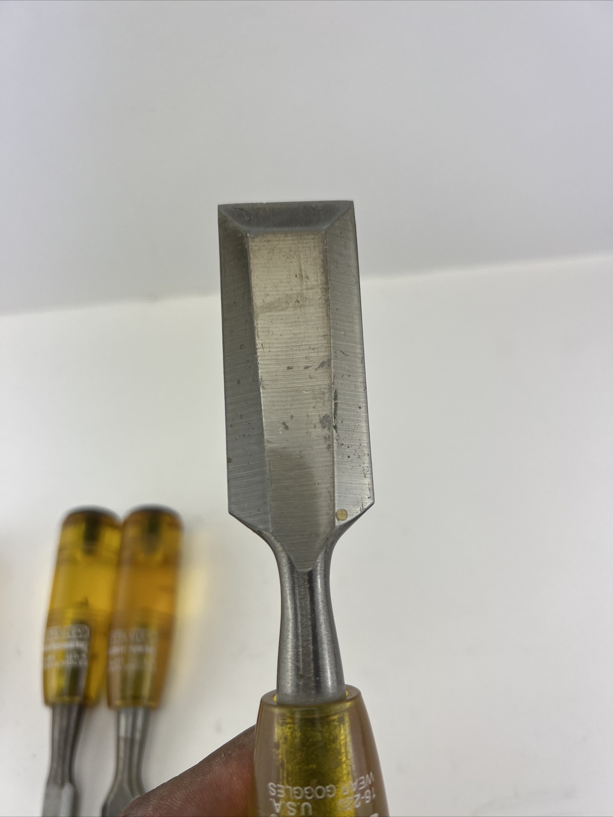 Vintage Stanley Workmaster 6 pc Bevel Edge Paring Chisel Set Made In USA.