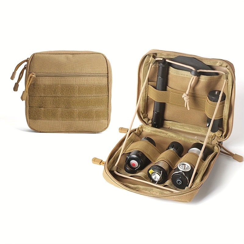 Tactical Molle EDC organizer with zippered pockets for outdoor camping gear