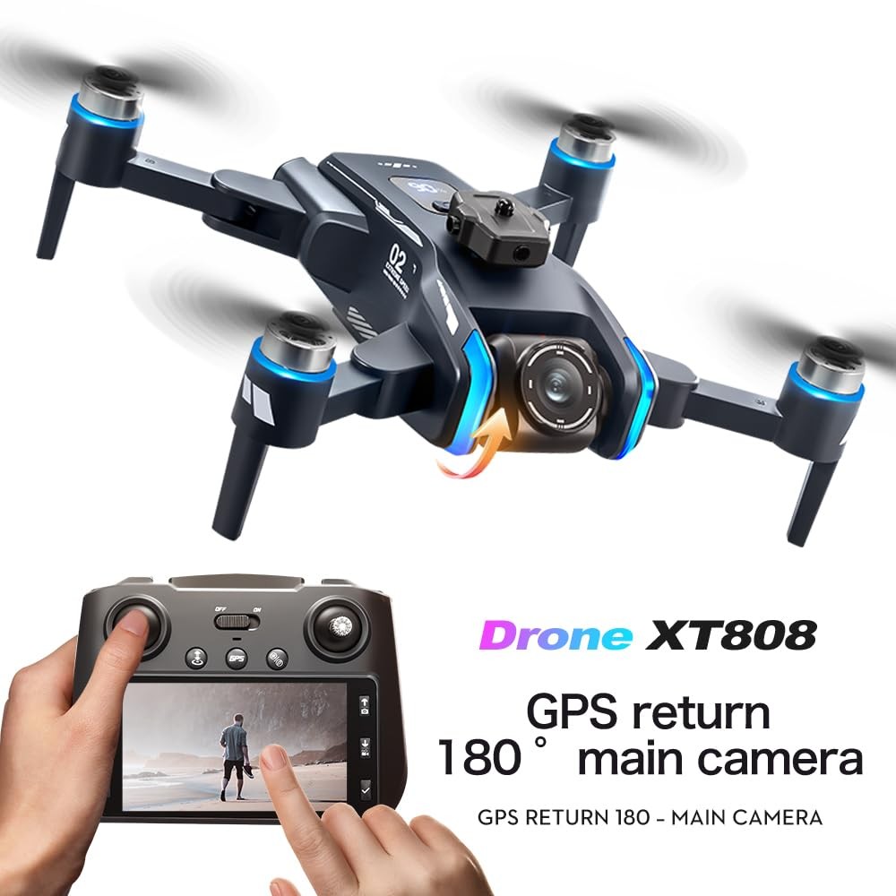 GPS Drone with Camera for Adults, 4.5" Screen Remote Controller, Blue