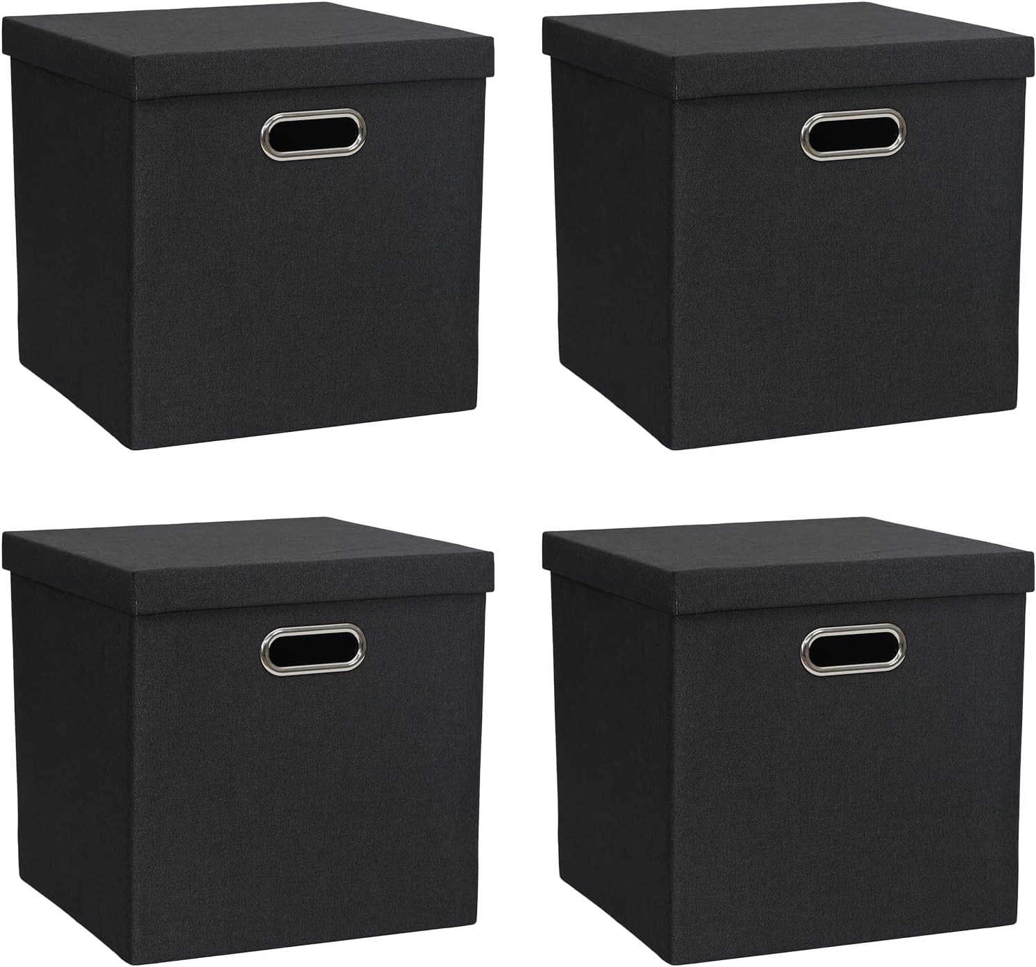 Storage box with lid, linen fabric storage box, 12 inches × 12 inches × 12 in