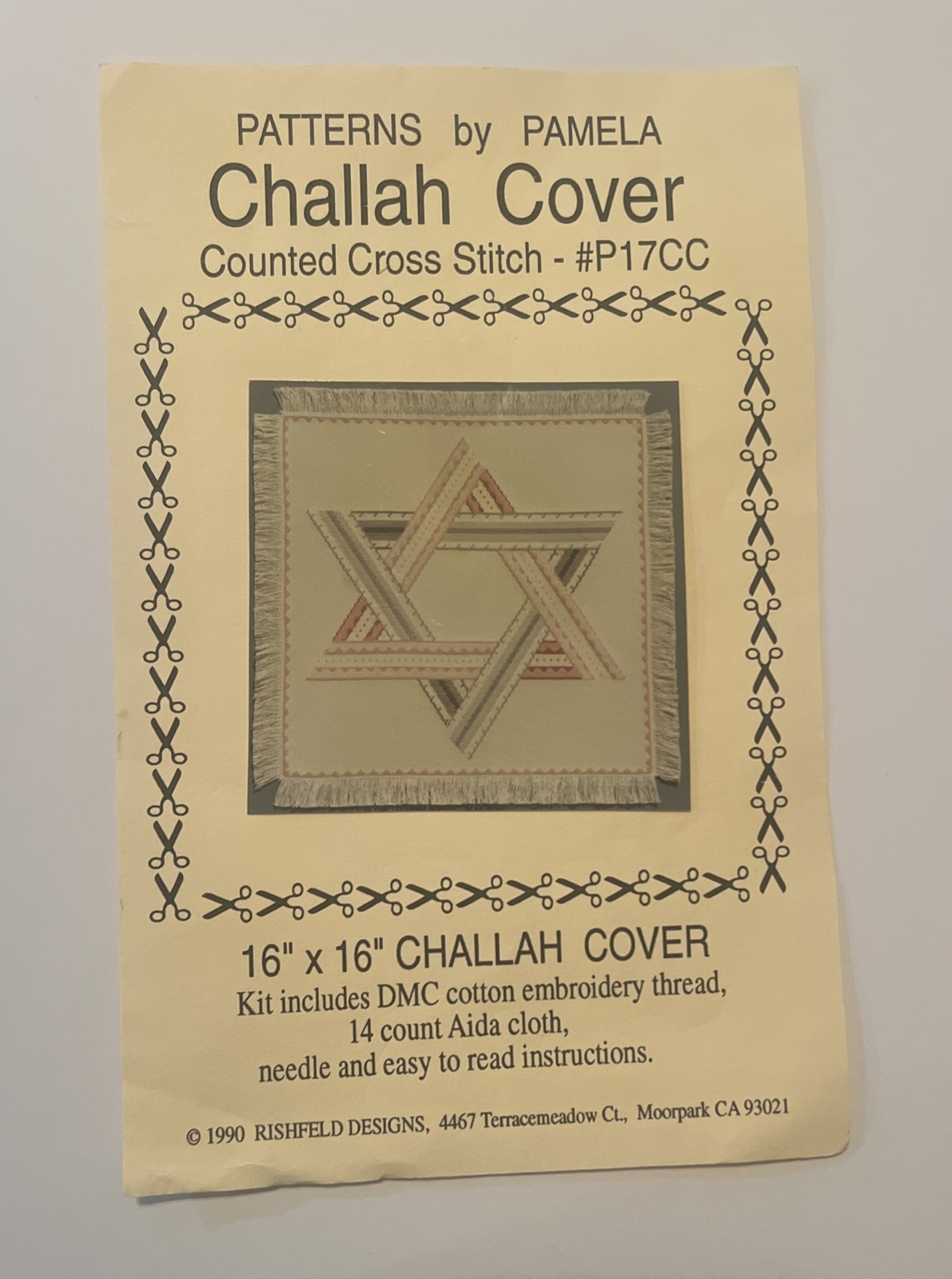Patterns By Pamela “Challah Cover" 16” X 16” Counted Cross Stitch Kit New OS