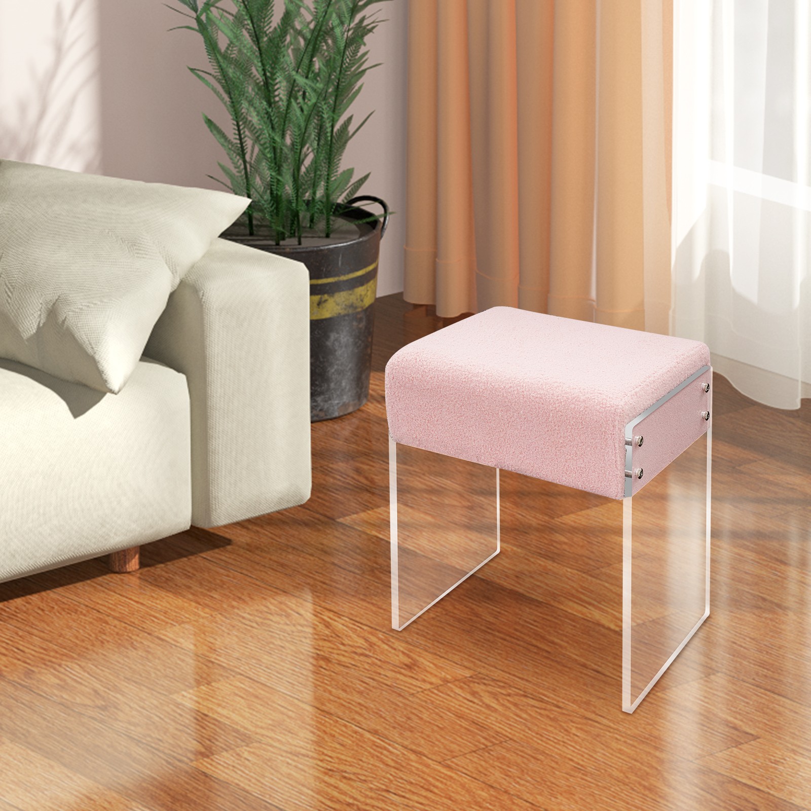 Modern Minimalist Acrylic Stool Chair Makeup Stool Chair with Cushion Modern