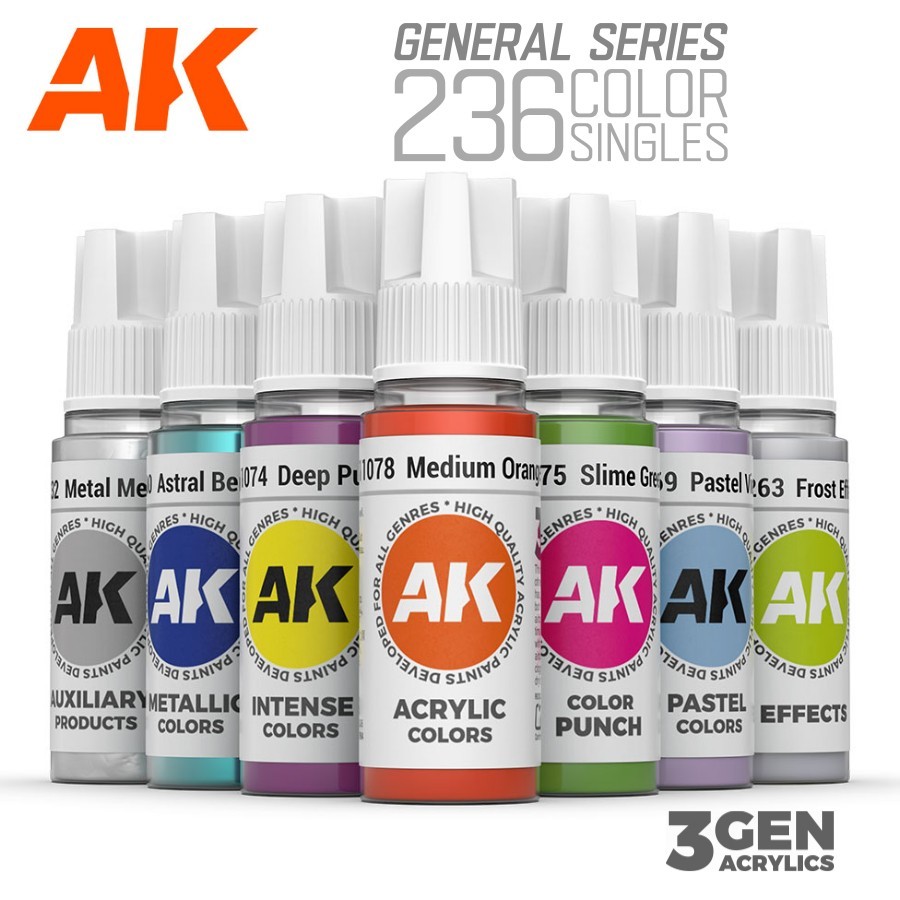 AK Interactive: GENERAL Series Paints – Acrylic Color Model Paint - 18ml Singles